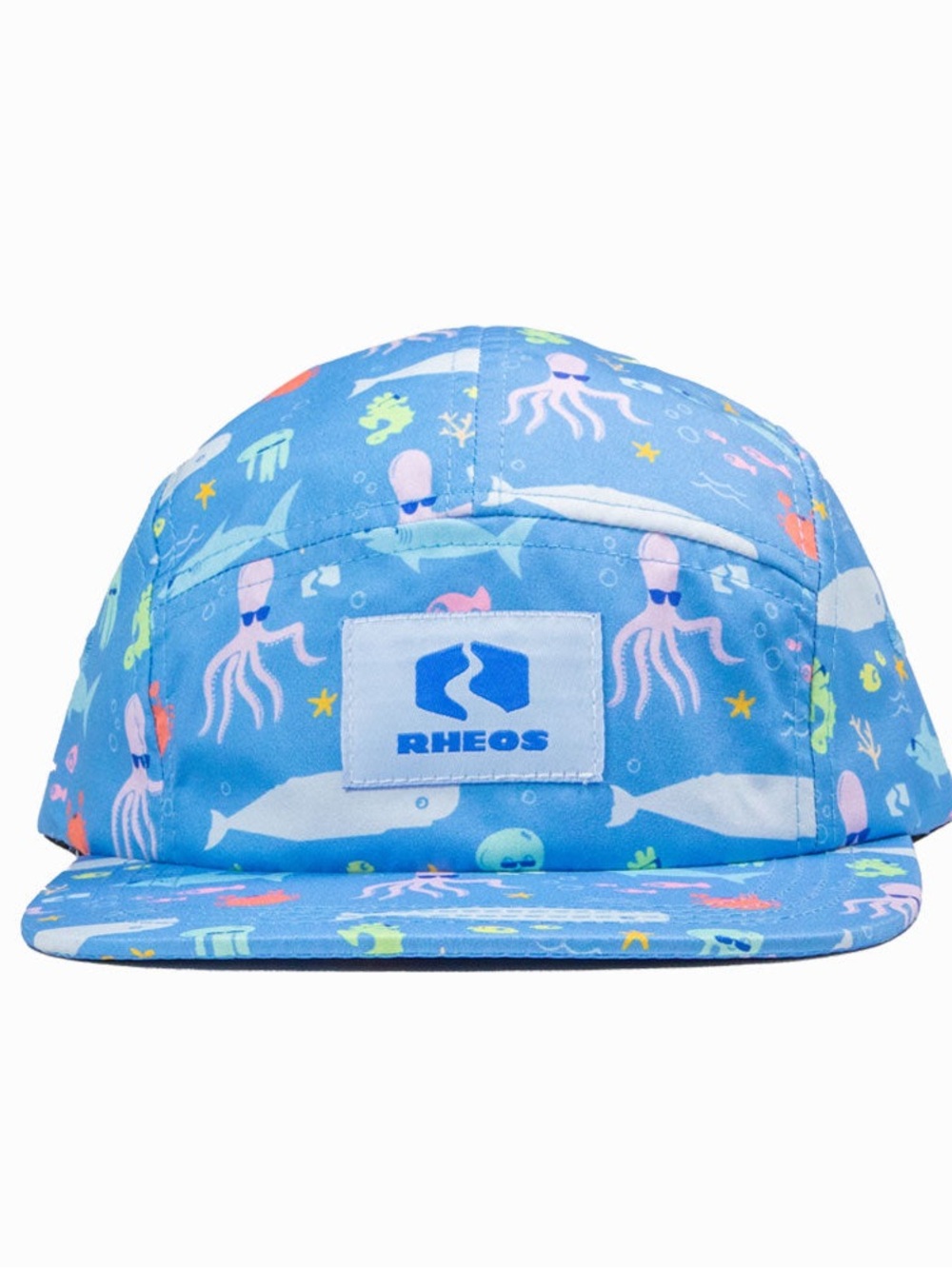 Rheos Salty UV Kids' Blue Ocean Print Swim Coverup Hat